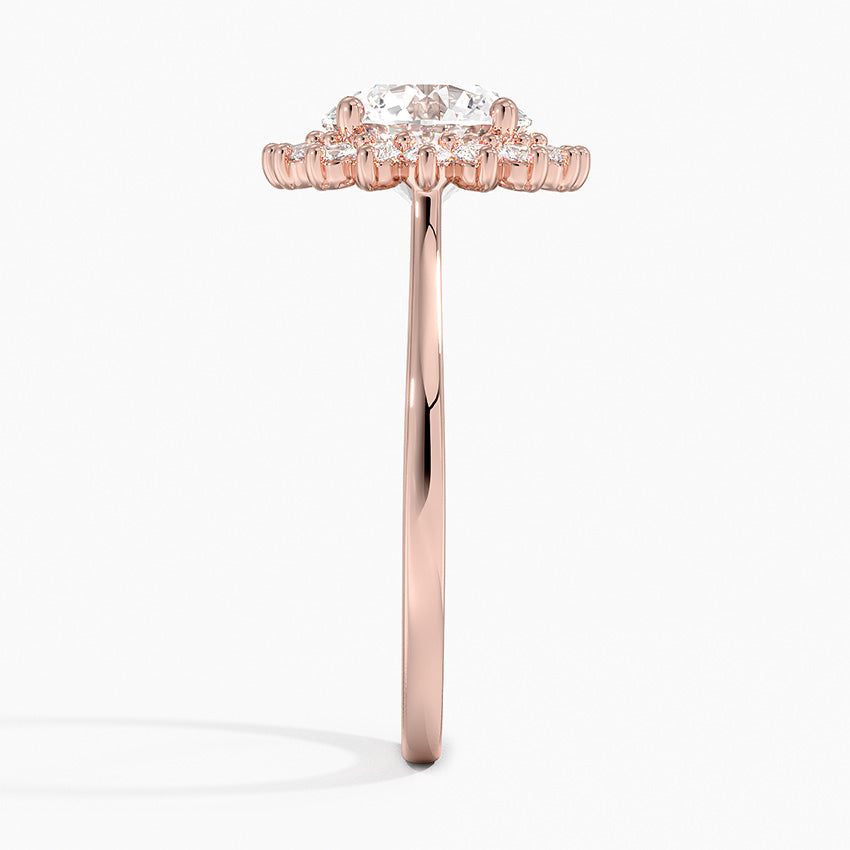 Liubov Vintage Accents (Round Side Stones) Lab Diamond Ring in 18K Gold - Round