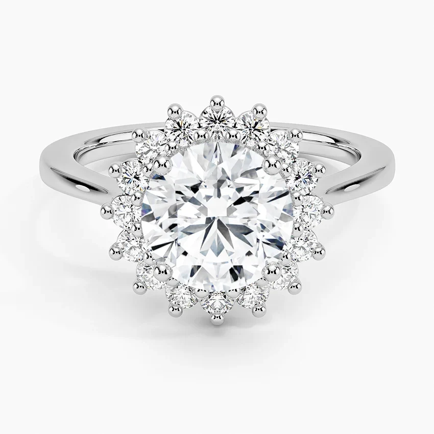 Liubov Vintage Accents (Round Side Stones) Lab Diamond Ring in 18K Gold - Round