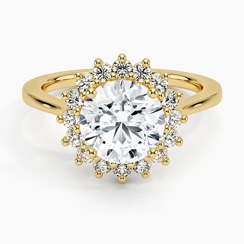 Liubov Vintage Accents (Round Side Stones) Lab Diamond Ring in 18K Gold - Round