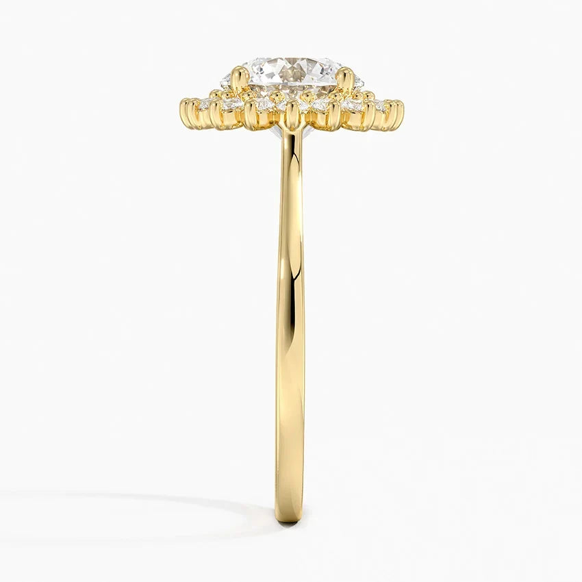 Liubov Vintage Accents (Round Side Stones) Lab Diamond Ring in 18K Gold - Round