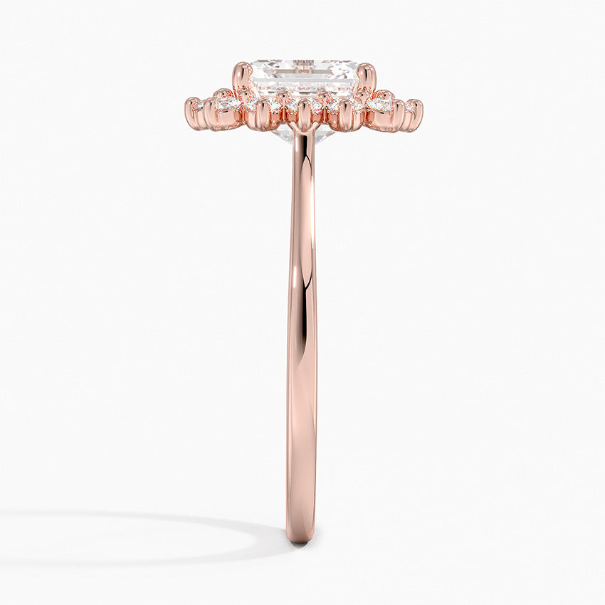 Liubov Vintage Accents (Round Side Stones) Lab Diamond Ring in 18K Gold - Asscher