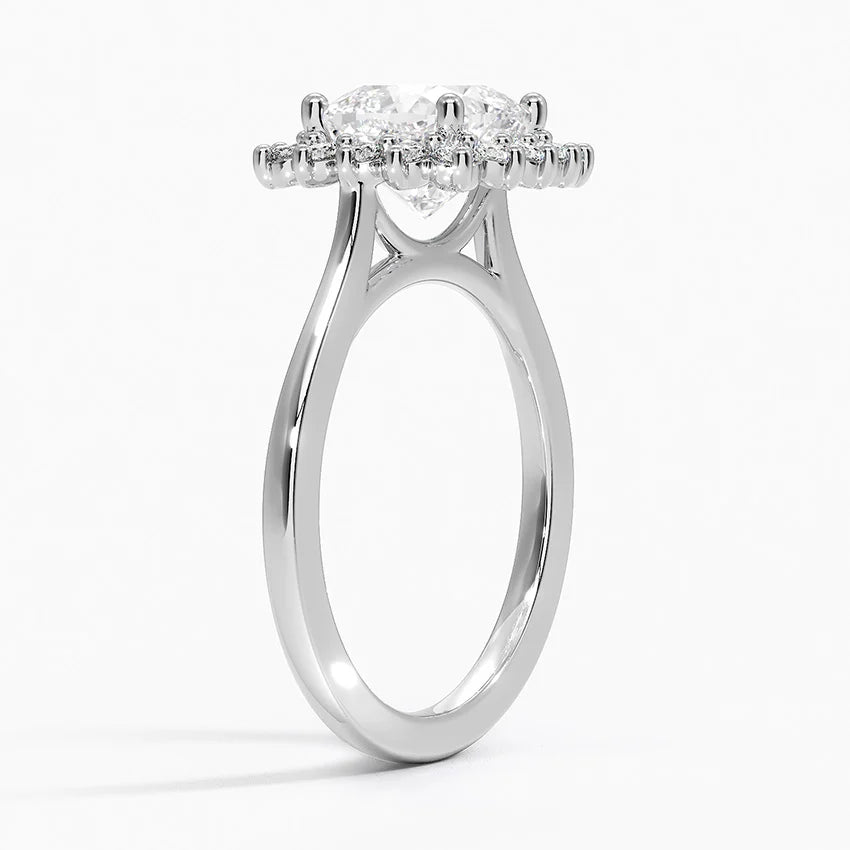 Liubov Vintage Accents (Round Side Stones) Lab Diamond Ring in 18K Gold - Cushion