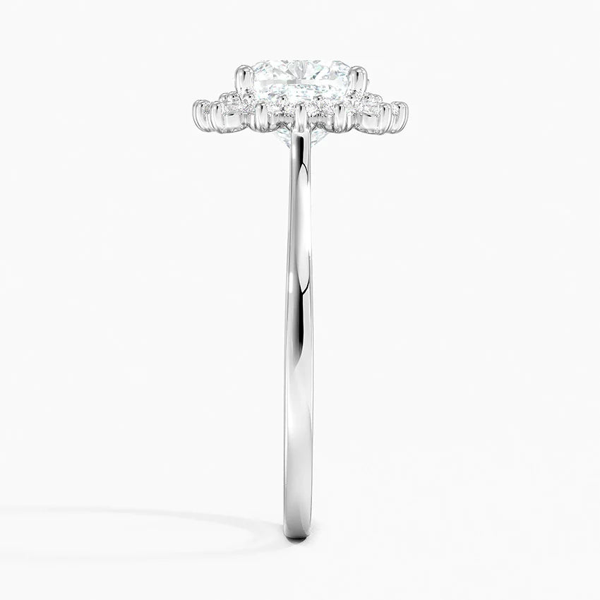 Liubov Vintage Accents (Round Side Stones) Lab Diamond Ring in 18K Gold - Cushion