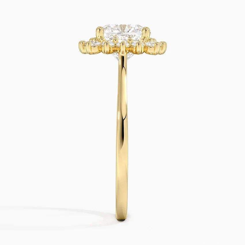 Liubov Vintage Accents (Round Side Stones) Lab Diamond Ring in 18K Gold - Cushion