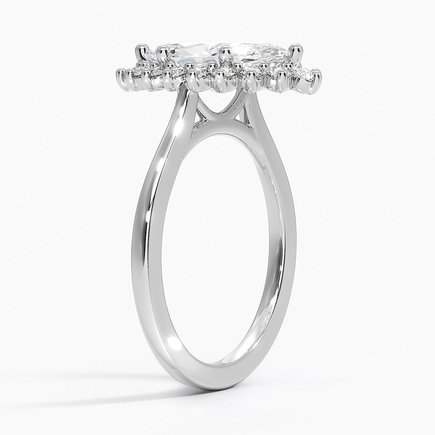 Liubov Vintage Accents (Round Side Stones) Lab Diamond Ring in 18K Gold - Marquise