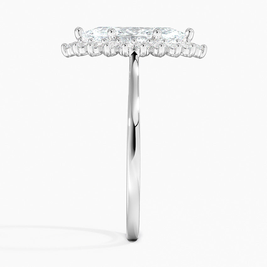 Liubov Vintage Accents (Round Side Stones) Lab Diamond Ring in 18K Gold - Marquise