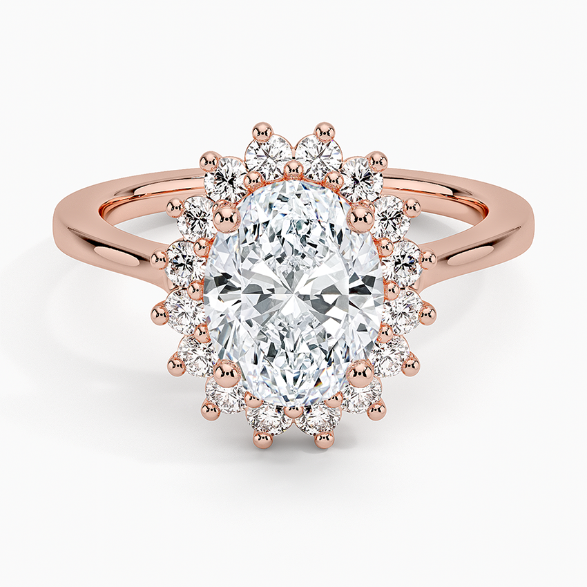 Liubov Vintage Accents (Round Side Stones) Lab Diamond Ring in 18K Gold - Oval