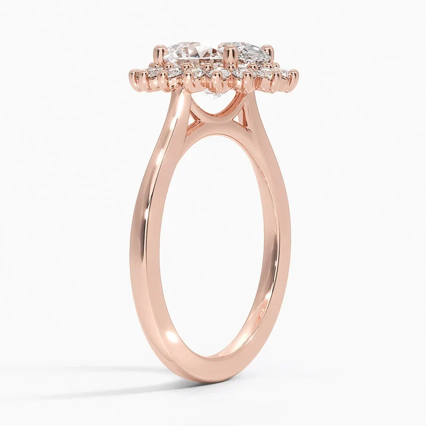 Liubov Vintage Accents (Round Side Stones) Lab Diamond Ring in 18K Gold - Oval