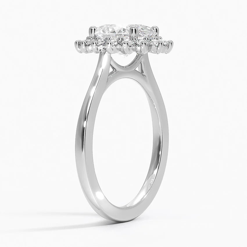 Liubov Vintage Accents (Round Side Stones) Lab Diamond Ring in 18K Gold - Oval