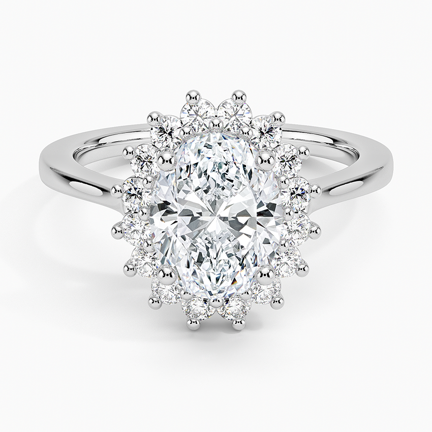 Liubov Vintage Accents (Round Side Stones) Lab Diamond Ring in 18K Gold - Oval