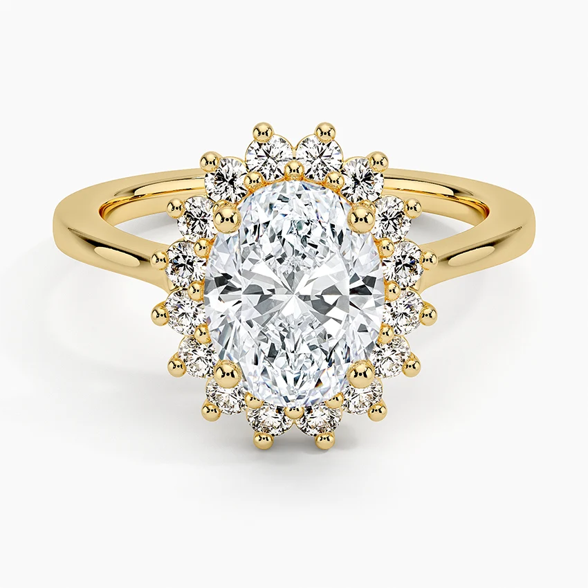 Liubov Vintage Accents (Round Side Stones) Lab Diamond Ring in 18K Gold - Oval