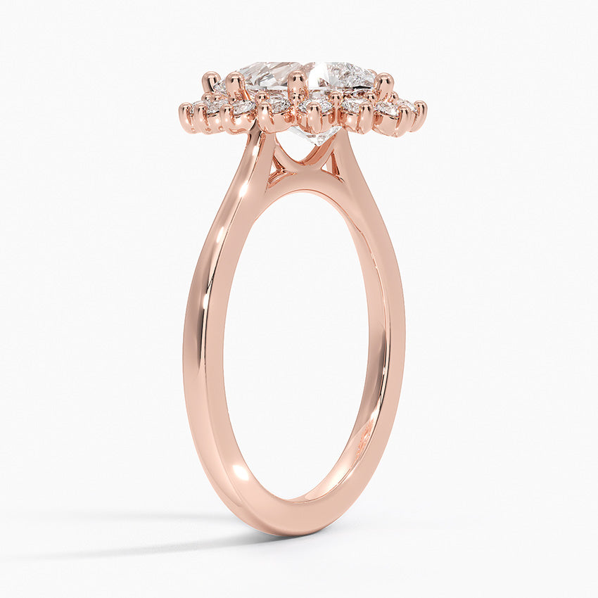 Liubov Vintage Accents (Round Side Stones) Lab Diamond Ring in 18K Gold - Pear