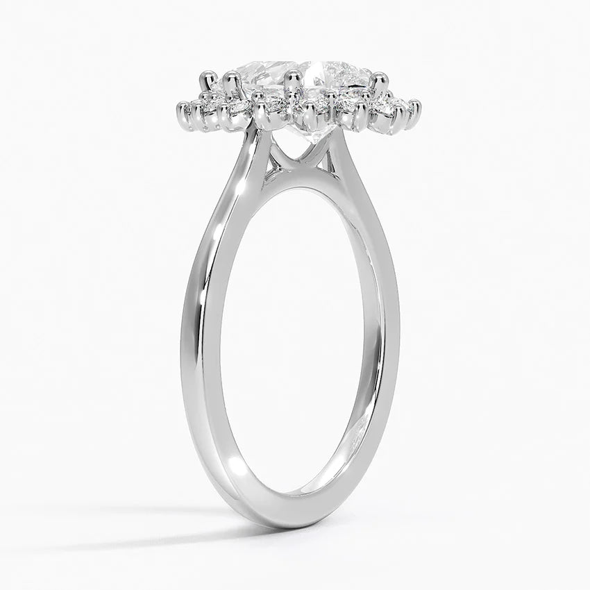 Liubov Vintage Accents (Round Side Stones) Lab Diamond Ring in 18K Gold - Pear