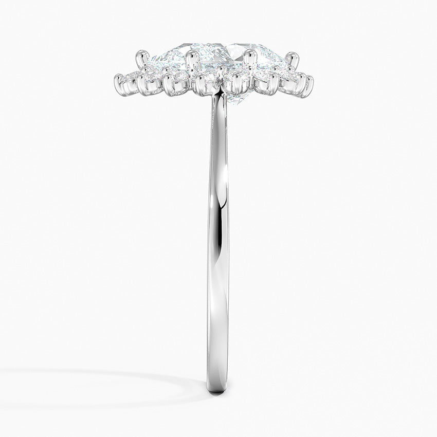 Liubov Vintage Accents (Round Side Stones) Lab Diamond Ring in 18K Gold - Pear