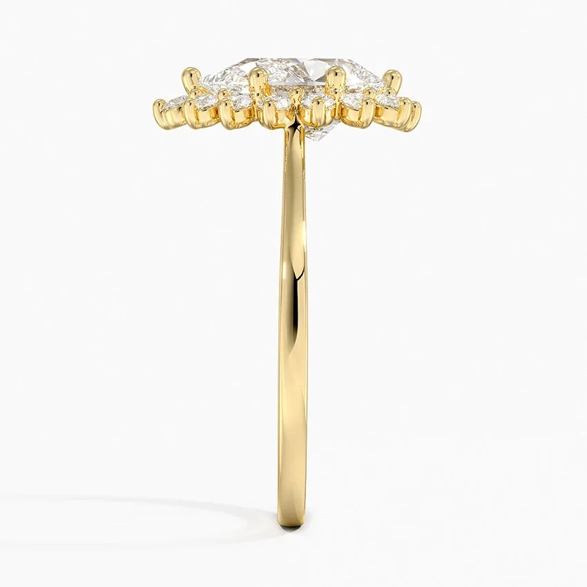 Liubov Vintage Accents (Round Side Stones) Lab Diamond Ring in 18K Gold - Pear