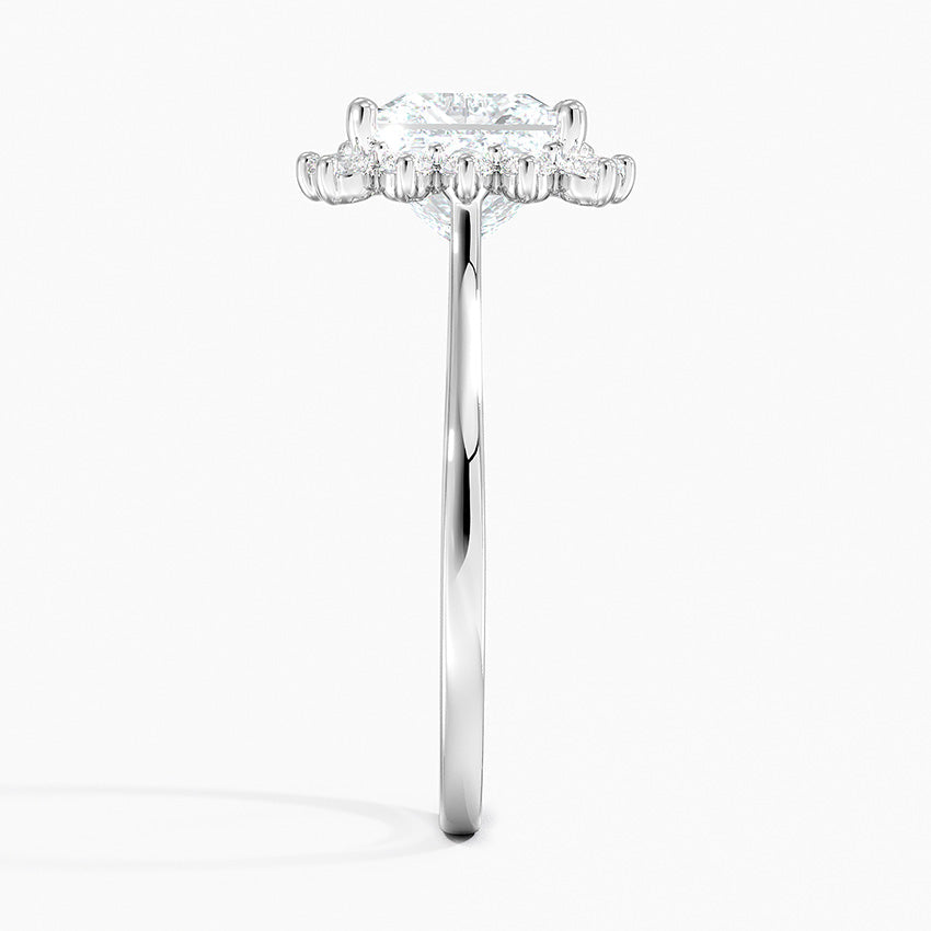 Liubov Vintage Accents (Round Side Stones) Lab Diamond Ring in 18K Gold - Princess