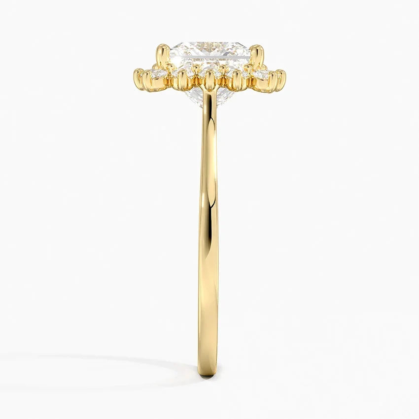 Liubov Vintage Accents (Round Side Stones) Lab Diamond Ring in 18K Gold - Princess