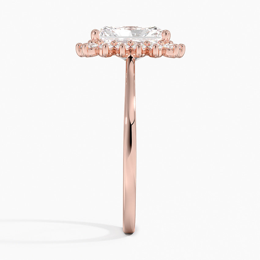 Liubov Vintage Accents (Round Side Stones) Lab Diamond Ring in 18K Gold - Radiant