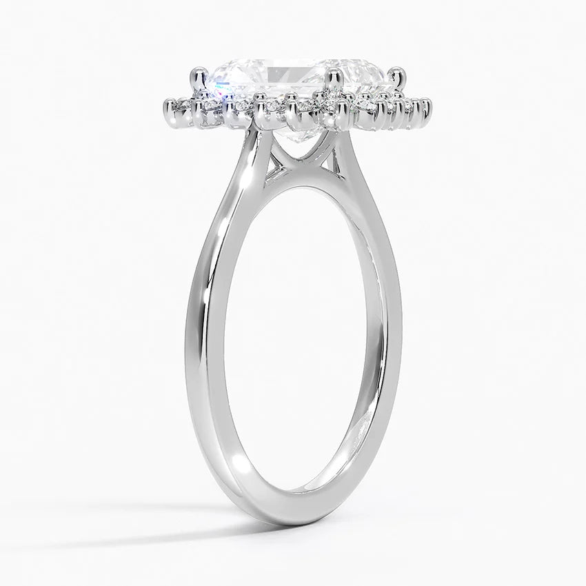 Liubov Vintage Accents (Round Side Stones) Lab Diamond Ring in 18K Gold - Radiant