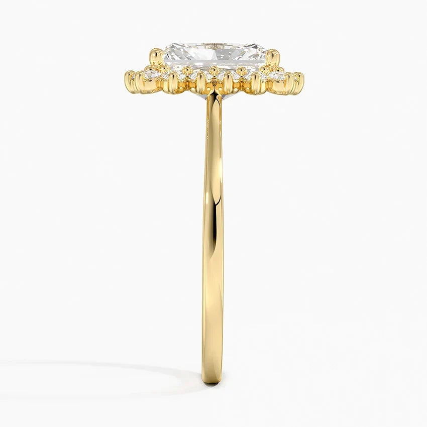 Liubov Vintage Accents (Round Side Stones) Lab Diamond Ring in 18K Gold - Radiant