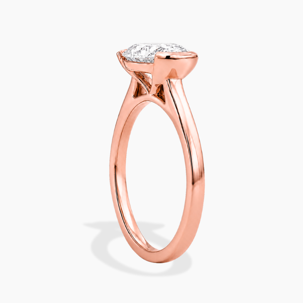 Lavinia East-West Half-Bezel Solitaire Oval Lab Grown Diamond Engagement Ring  in 18K Gold