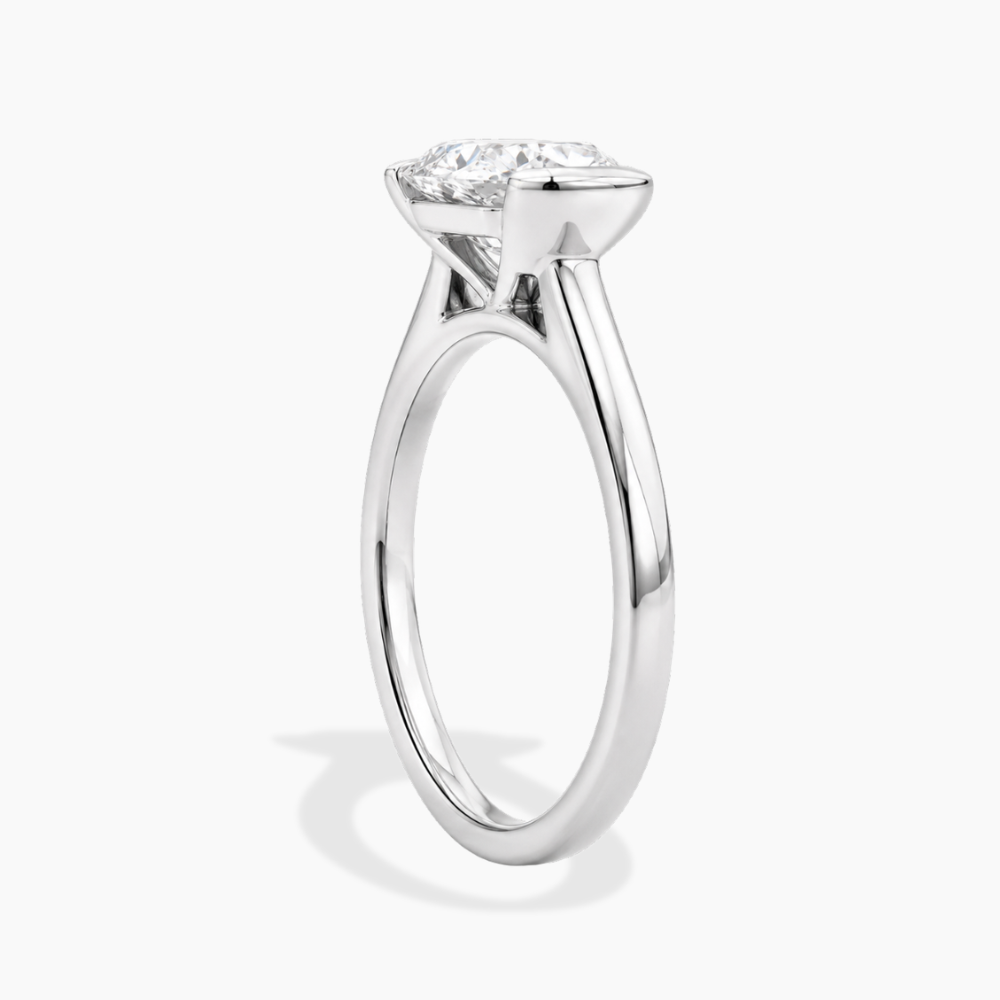 Lavinia East-West Half-Bezel Solitaire Oval Lab Grown Diamond Engagement Ring  in 18K Gold
