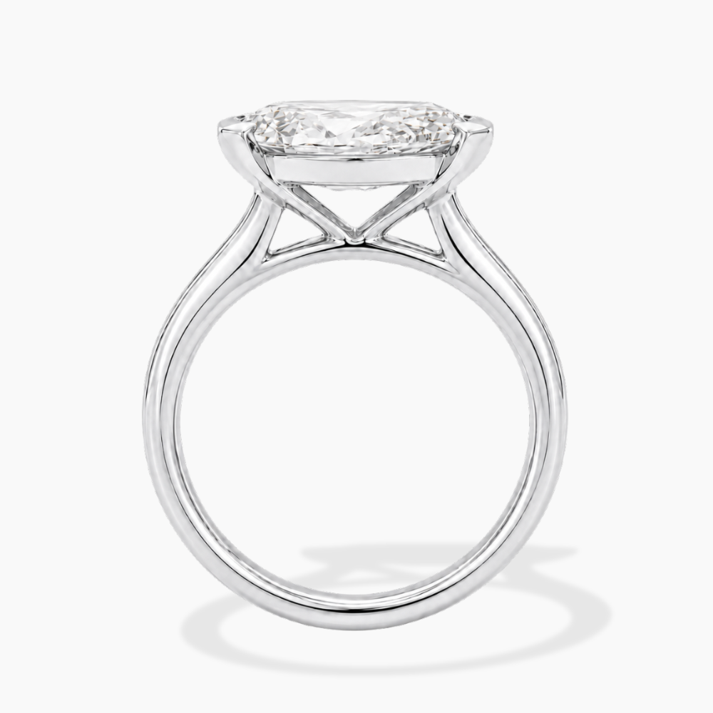 Lavinia East-West Half-Bezel Solitaire Oval Lab Grown Diamond Engagement Ring  in 18K Gold