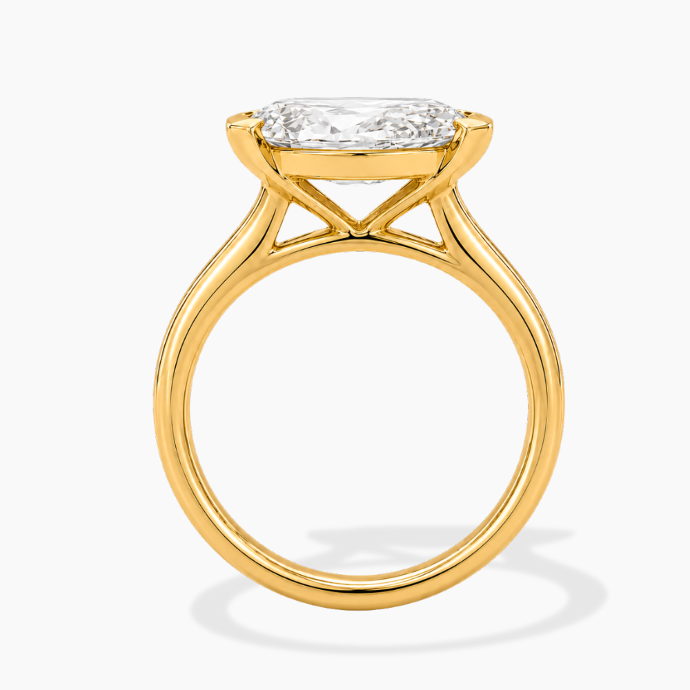 Lavinia East-West Half-Bezel Solitaire Oval Lab Grown Diamond Engagement Ring  in 18K Gold