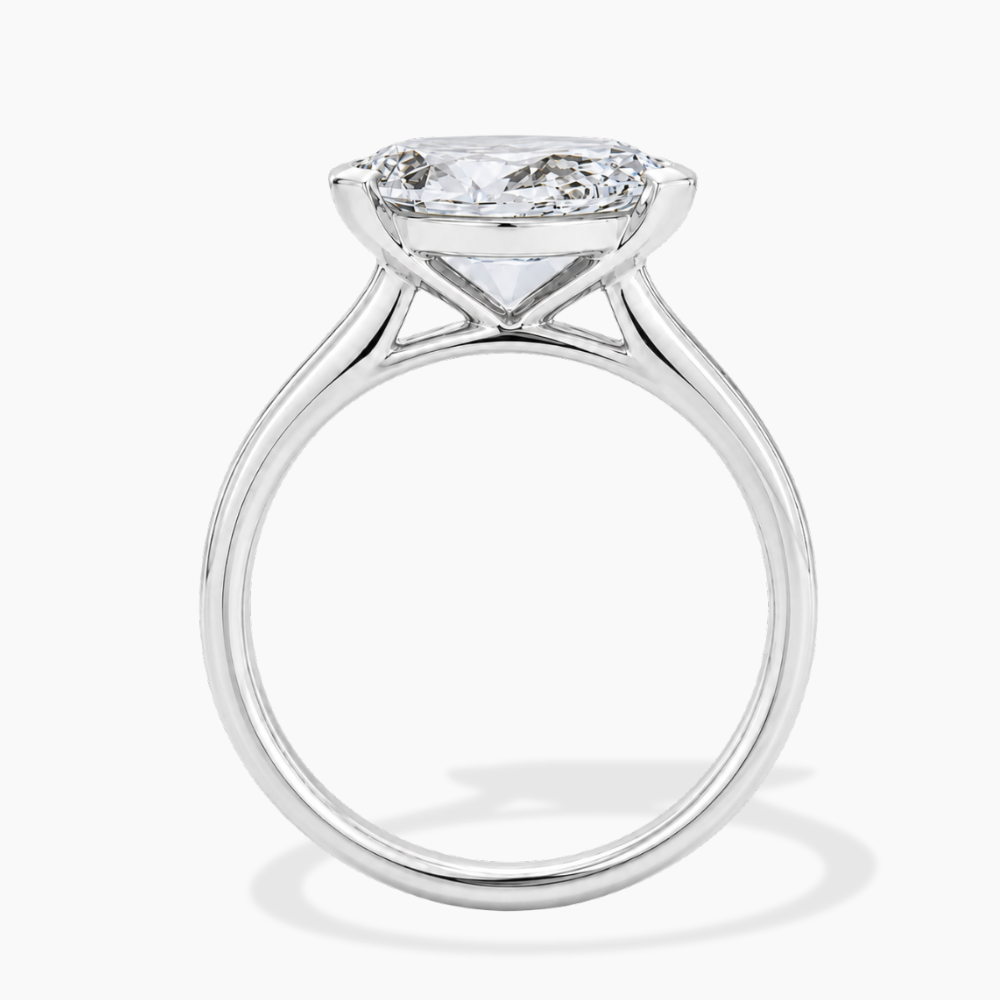 Lavinia East-West Half-Bezel Solitaire Pear Lab Grown Diamond Engagement Ring  in 18K Gold