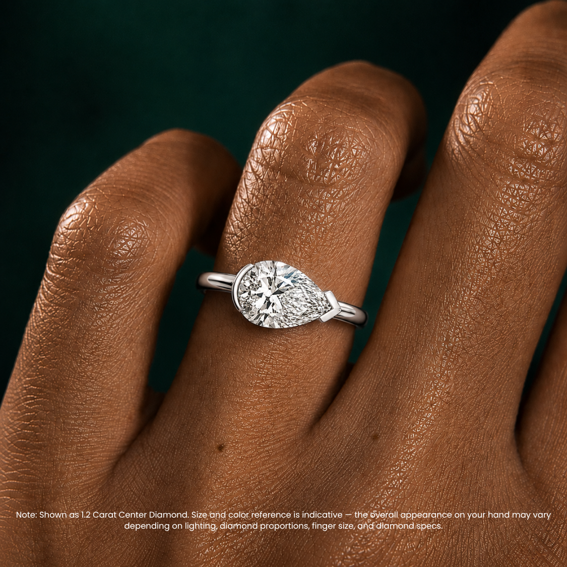 Lavinia East-West Half-Bezel Solitaire Pear Lab Grown Diamond Engagement Ring  in 18K Gold