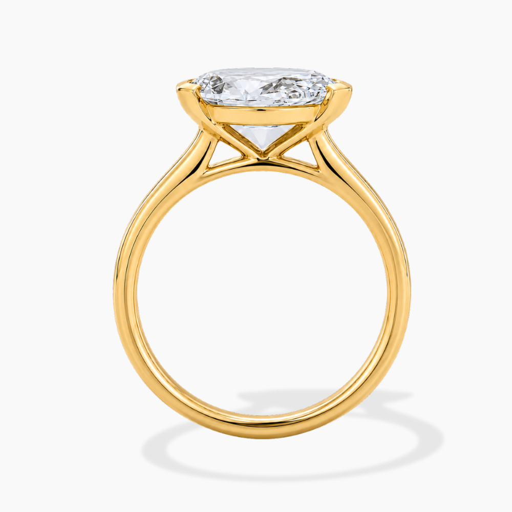 Lavinia East-West Half-Bezel Solitaire Pear Lab Grown Diamond Engagement Ring  in 18K Gold