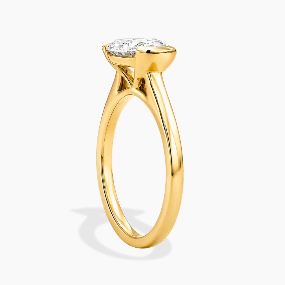 Lavinia East-West Half-Bezel Solitaire Pear Lab Grown Diamond Engagement Ring  in 18K Gold