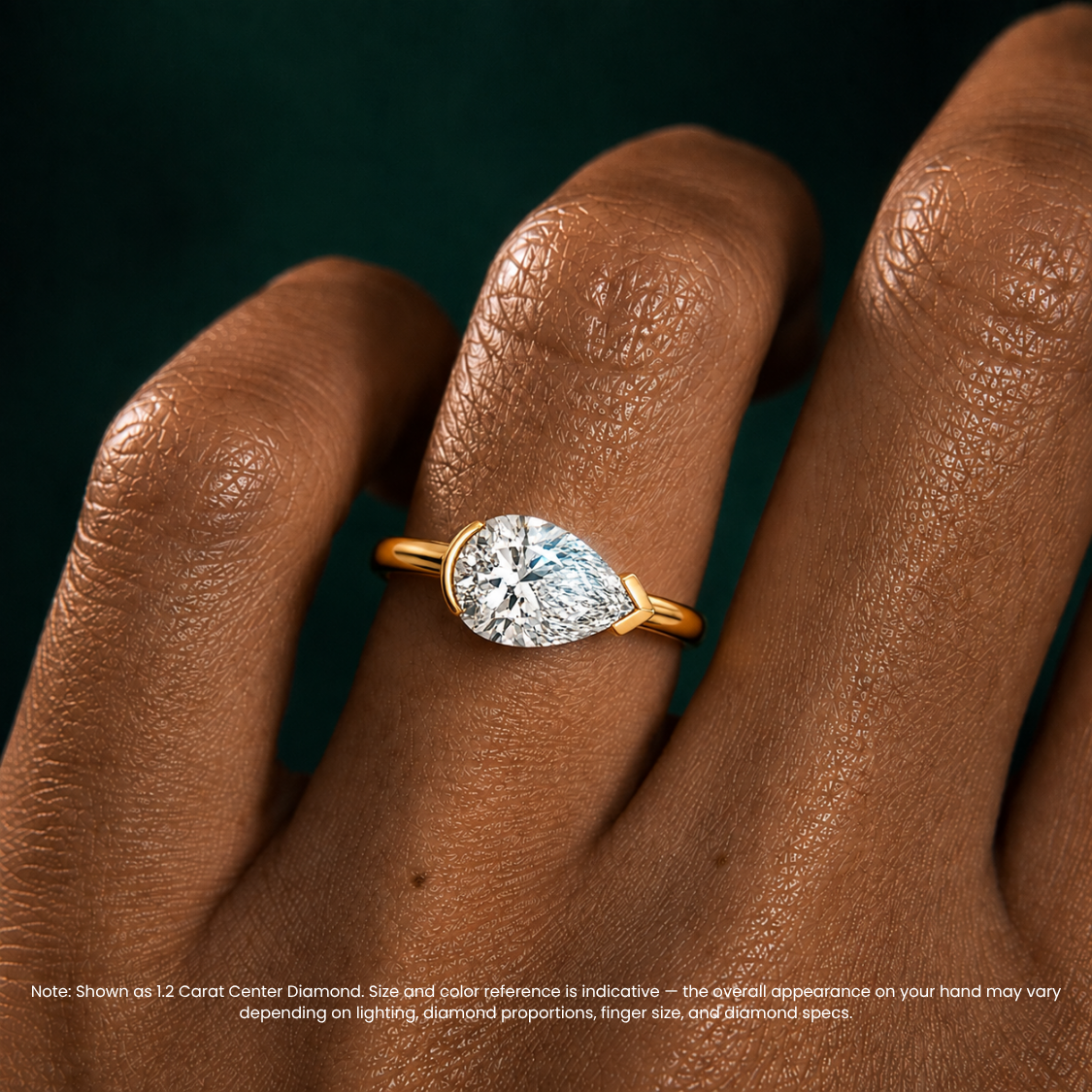 Lavinia East-West Half-Bezel Solitaire Pear Lab Grown Diamond Engagement Ring  in 18K Gold
