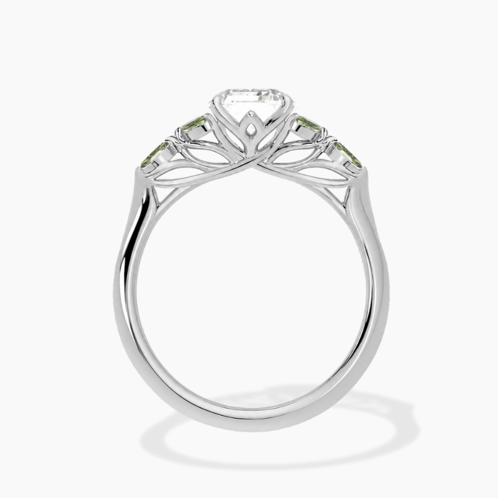 Lima Accents (Green Marquise Sides) Emerald Lab Grown Diamond Engagement Ring in 18K Gold