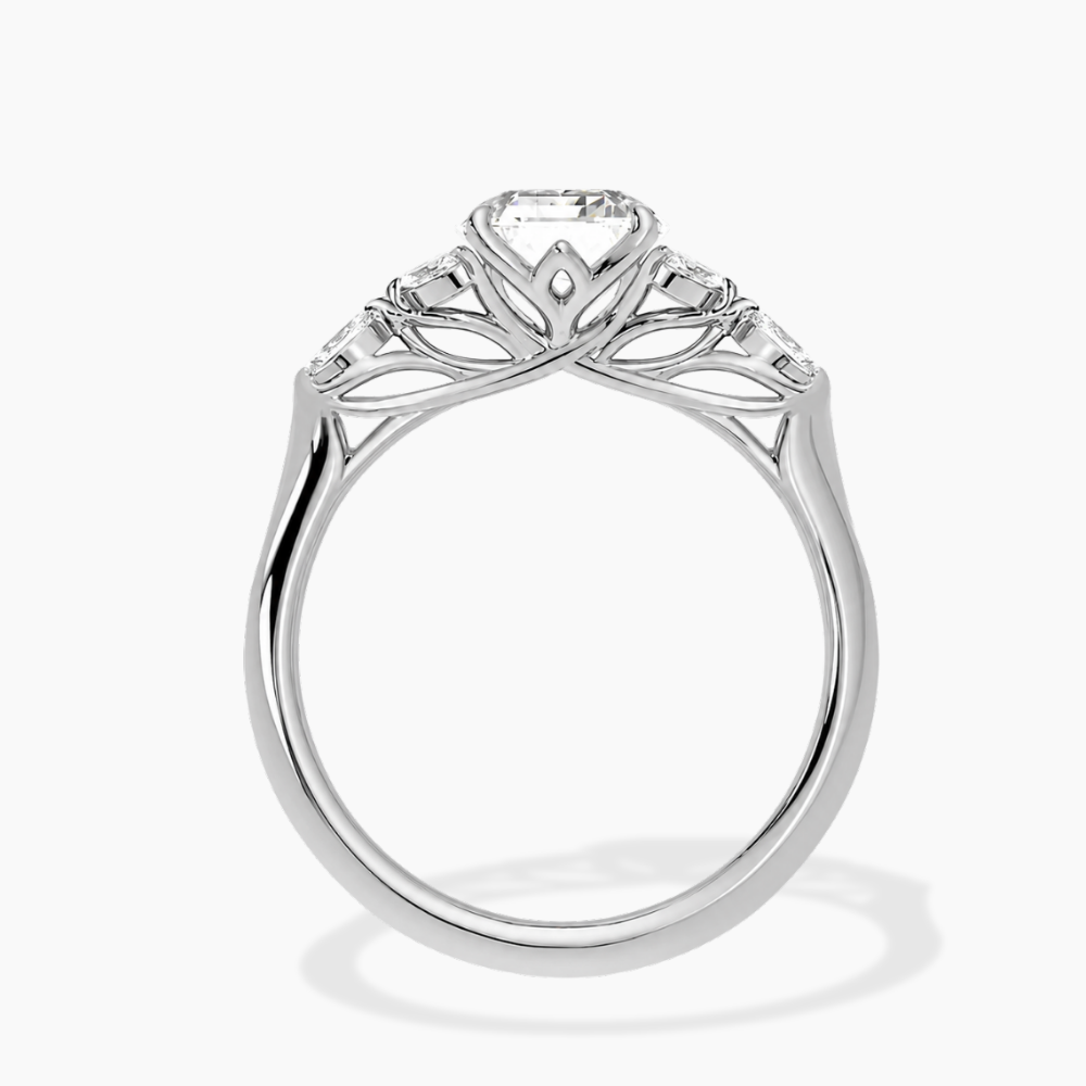 Lima Accents (Marquise Sides) Asscher Lab Grown Diamond Engagement Ring in 18K Gold