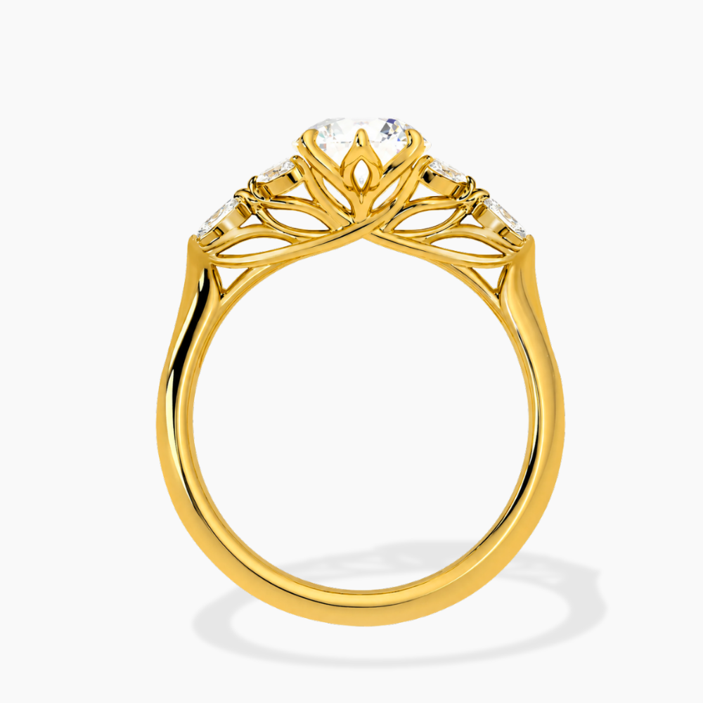 Lima Accents (Marquise Sides) Heart Lab Grown Diamond Engagement Ring in 18K Gold