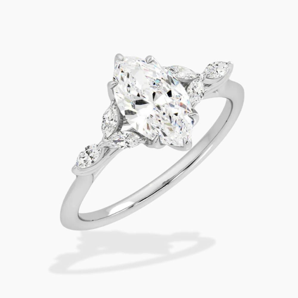 Lima Accents (Marquise Sides) Marquise Lab Grown Diamond Engagement Ring in 18K Gold