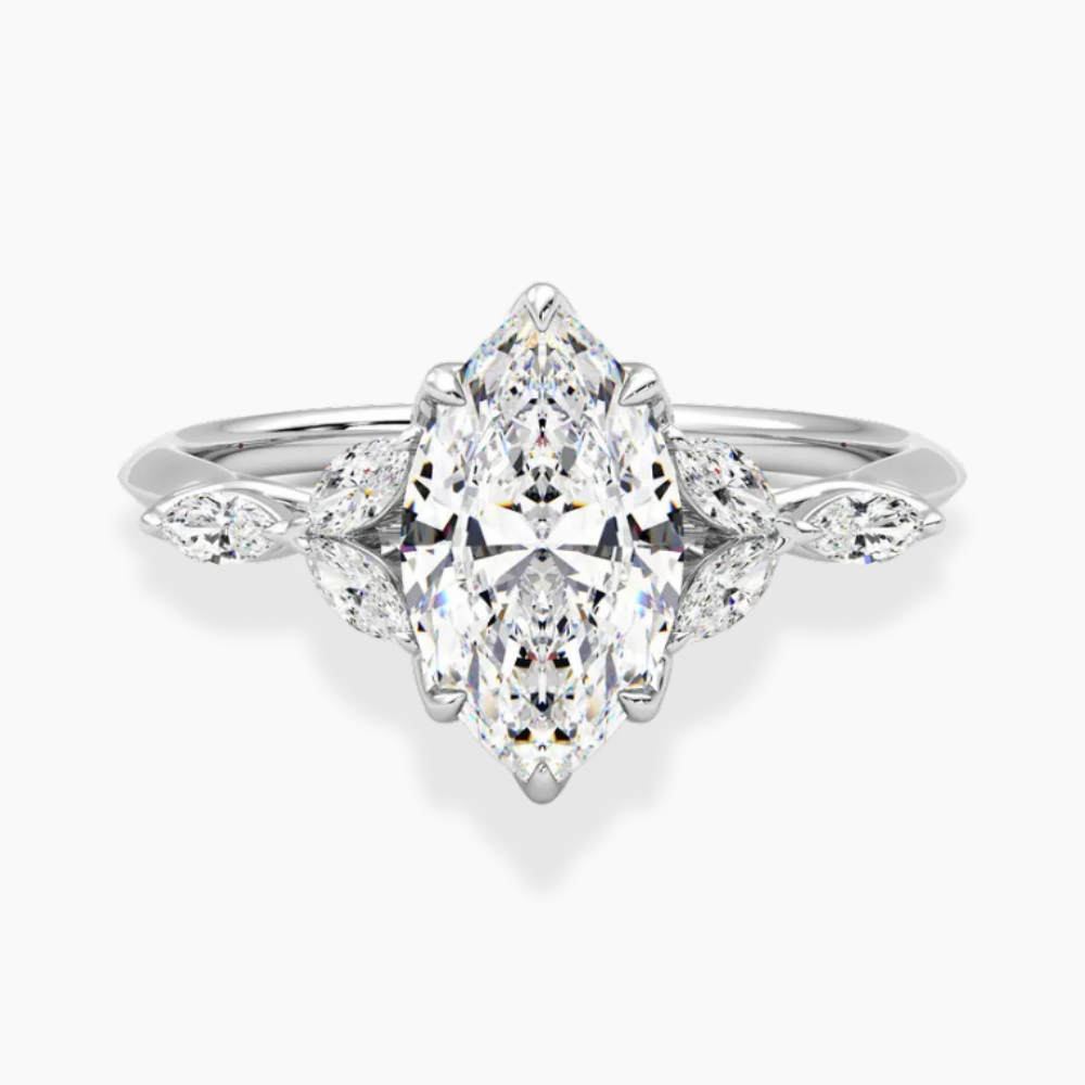 Lima Accents (Marquise Sides) Marquise Lab Grown Diamond Engagement Ring in 18K Gold