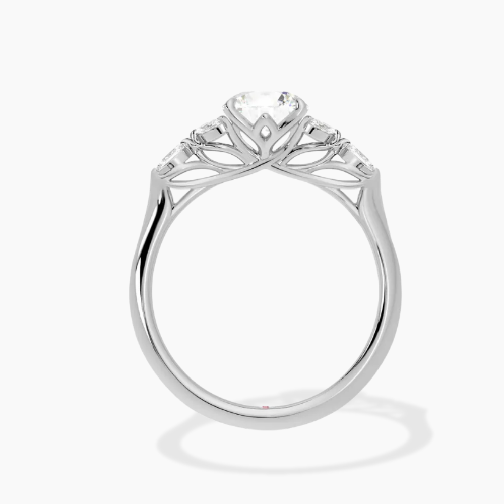 Lima Accents (Marquise Sides) Oval Lab Grown Diamond Engagement Ring in 18K Gold