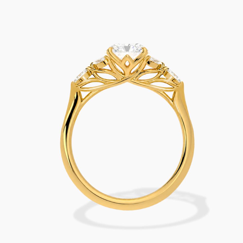 Lima Accents (Marquise Sides) Oval Lab Grown Diamond Engagement Ring in 18K Gold