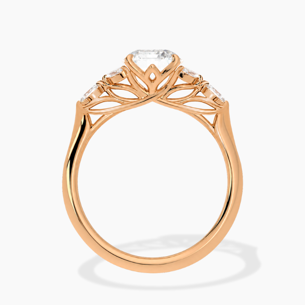 Lima Accents (Marquise Sides) Princess Lab Grown Diamond Engagement Ring in 18K Gold