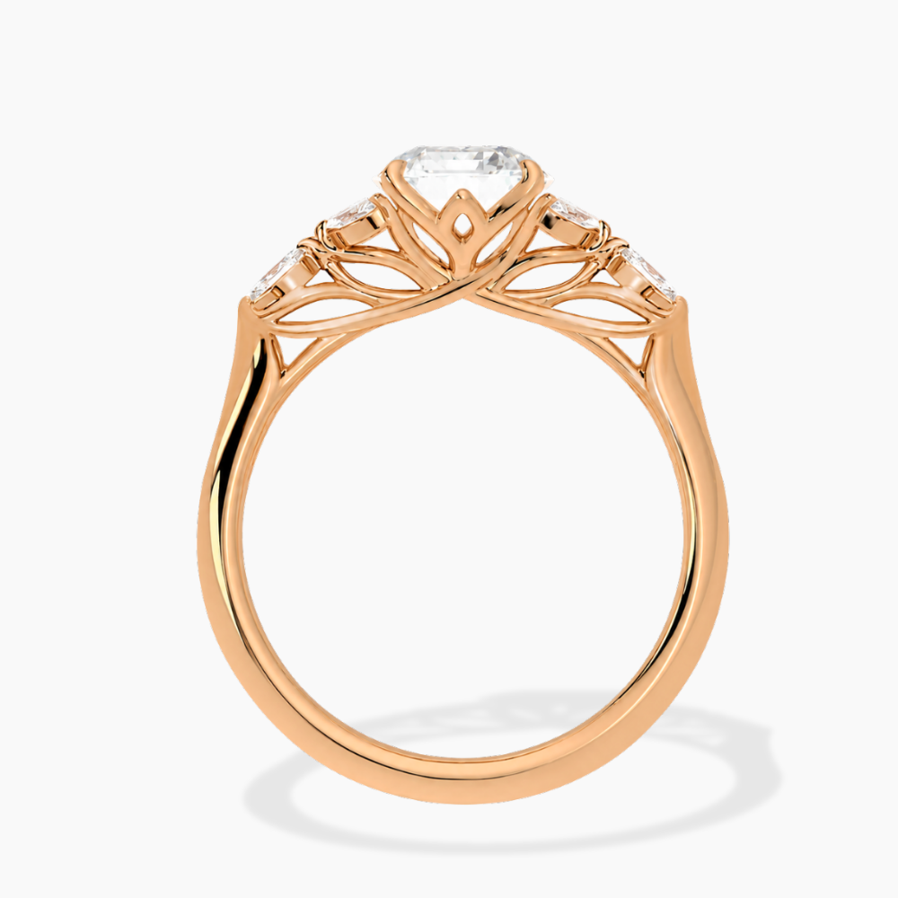 Lima Accents (Marquise Sides) Round Lab Grown Diamond Engagement Ring in 18K Gold