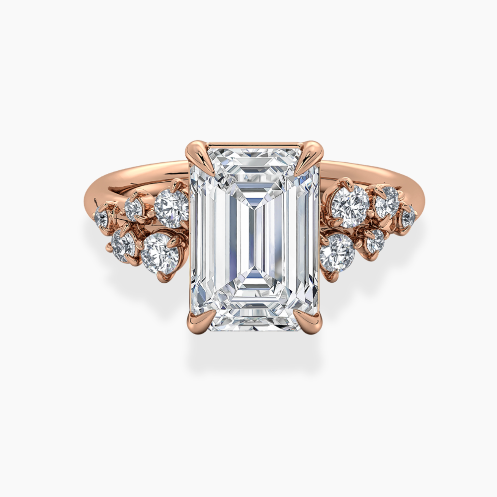 Mia Accents (Round Sides) Emerald Lab Grown Diamond Engagement Ring in 18K Gold
