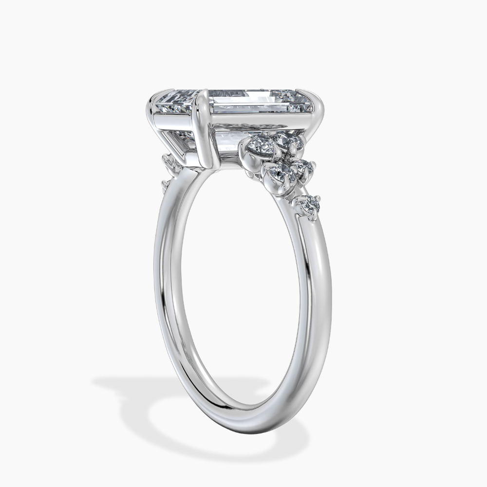 Mia Accents (Round Sides) Emerald Lab Grown Diamond Engagement Ring in 18K Gold