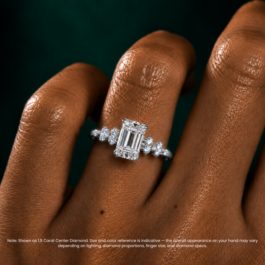Mia Accents (Round Sides) Emerald Lab Grown Diamond Engagement Ring in 18K Gold