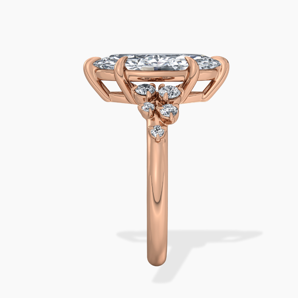 Mia Accents (Round Sides) Marquise Lab Grown Diamond Engagement Ring in 18K Gold