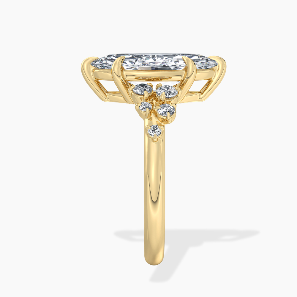 Mia Accents (Round Sides) Marquise Lab Grown Diamond Engagement Ring in 18K Gold