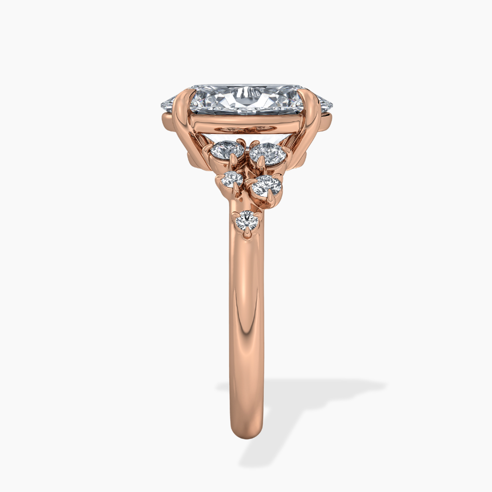 Mia Accents (Round Sides) Oval Lab Grown Diamond Engagement Ring in 18K Gold
