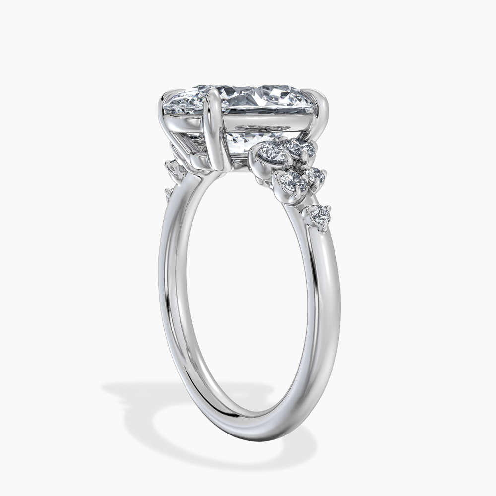 Mia Accents (Round Sides) Oval Lab Grown Diamond Engagement Ring in 18K Gold