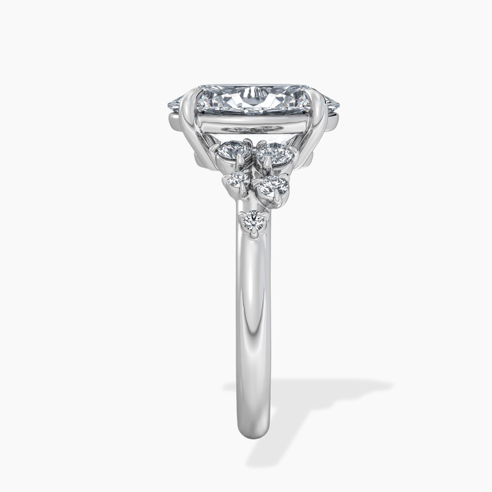 Mia Accents (Round Sides) Oval Lab Grown Diamond Engagement Ring in 18K Gold